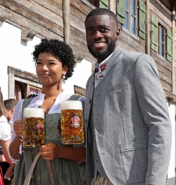 Dayot Upamecano with Sydney at the Oktoberfest Beer Festival